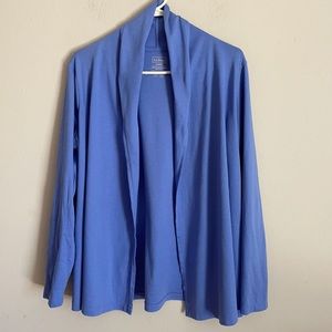 L L Bean Supima Cotton Blue Open Front Cardigan